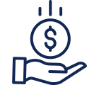 Icon of a dollar sign above a hand representing reasonable storage rates